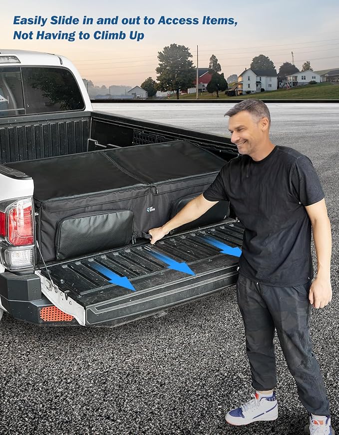 JOYTUTUS Truck Bed Cargo Box Organizer for Pickup, Truck Bed Cargo Bag, Storage Organizer Carrier Accessories for Groceries, Golf, Easily Slide in and Out, Easy Access