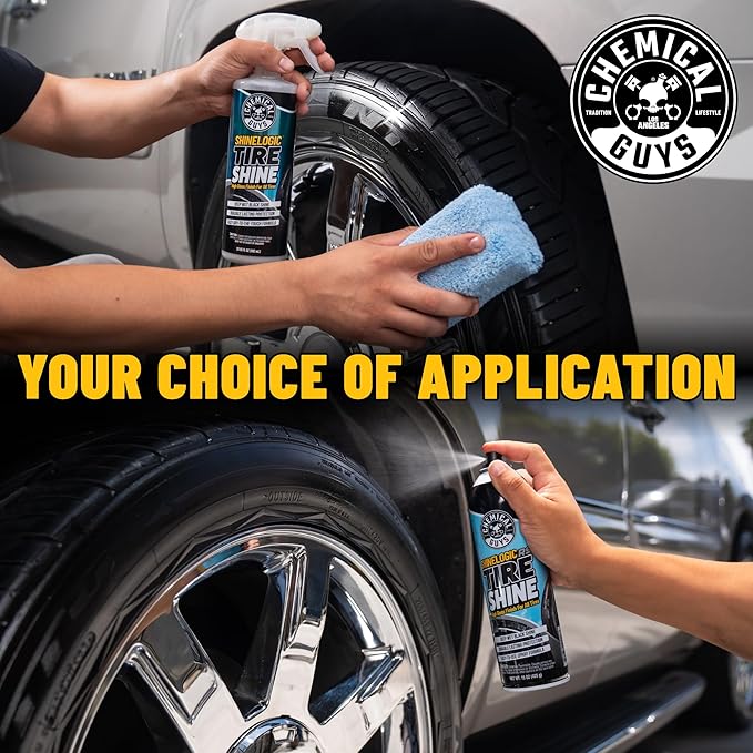 Chemical Guys ShineLogic Tire Shine, Deep Wet Black Shine, Safe for Cars, Trucks, Motorcycles, RVs & More, 20 fl oz