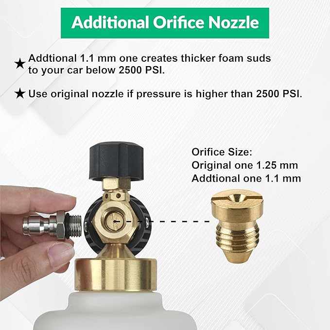 Tool Daily Foam Cannon for Pressure Washer with Car Wash Soap, Adjustable Snow Foam Lance, Additional Orifice Nozzle 1.1mm, 1/4” Quick Connect