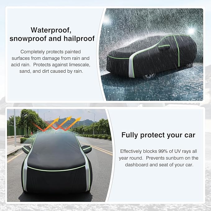 Cartist 420d Car Cover Fits for GMC Acadia 2007-2025 2026, All Weather Car Covers Outdoor for Acadia Accessories, Waterproof UV Protection with Zipper & Reflective Safety Strips