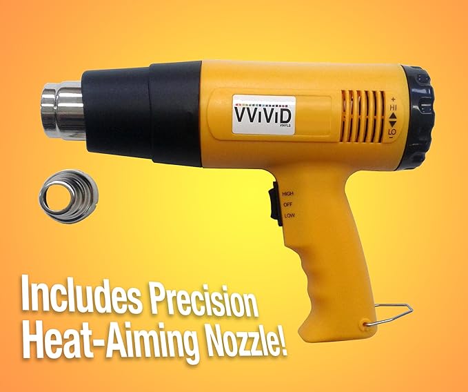 VViViD Professional Heat Gun Automotive Vinyl Wrap Tool Including Precision Nozzle and 3M Toolkit (Incl. Nozzle, Toolkit & Digi. Thermometer)
