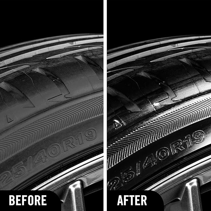Turtle Wax Hybrid Solutions Graphene Acrylic Tire Shine Spray Coating, Long-Lasting Rich Black Shine, No-Sling, Water-Resistant Tire Dressing with UV and Dirt Repellent Protection, 23oz (Pack of 1)