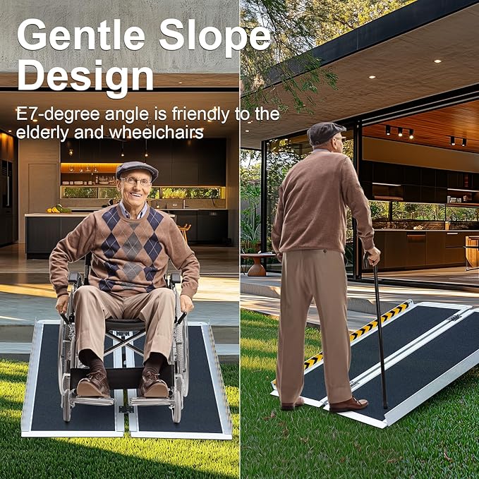 Portable Wheelchair ramp 3FT,No-Slip Aluminum Folding Handicap Ramp 800lbs Weight capacaity,Wheel Chair ramp for Home Steps,Stairs,car