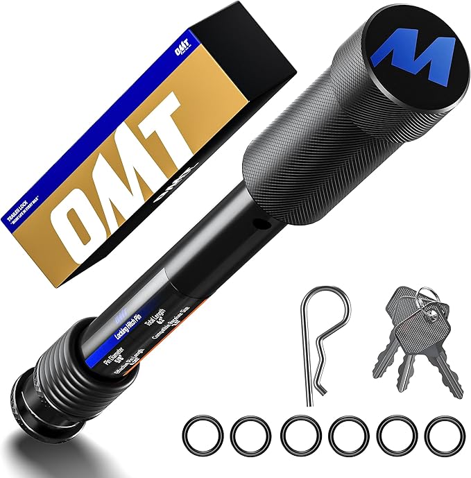 Orion Motor Tech Locking Hitch Pin, Fits 2" & 2.5" Receiver with 5/8" Diameter Hitch Pin Lock, Anti-Theft Steel Hitch Pin Lock with Key for Class III IV, Anti-Rattle Trailer Hitch Pin with O-Rings