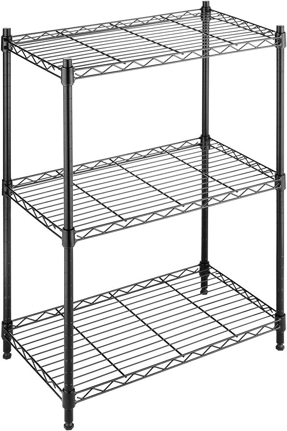 Whitmor 3-Wire Shelving Unit, Metal Storage Shelves, Easy Assembly Home Organizer for Pantry, Kitchen, Garage, Plant