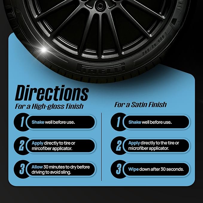 Magic Finish Tire Shine (16 fl oz) – Silicone-Based Tire Dressing for Long-Lasting Wet Look – High-Gloss Car Cleaning Supplies for Pro Detailing Results