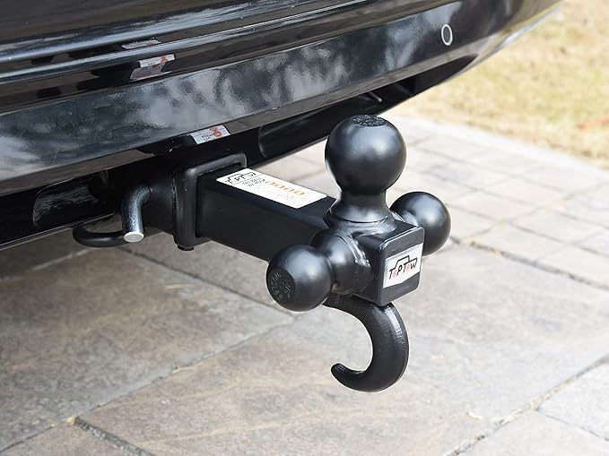 TOPTOW 64181 Trailer Receiver Hitch Tri Ball Mount with Hook Black Balls Fits for 2 inch Receiver