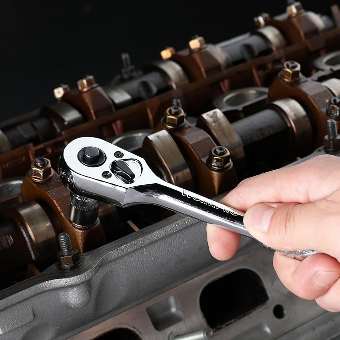 WORKPRO 3/8-Inch Drive Ratchet, Quick-Release Reversible Ratchet Wrench, 72-Tooth 3/8 Drive Ratchet Handle, Chrome Alloy Made, Cr-Mo Head, Full Polished