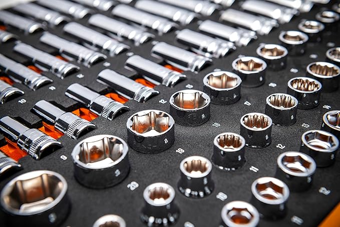GEARWRENCH 104 Piece 3/8” Drive Master Metric Socket Set in Foam Storage Tray - GWMSSKT38MM