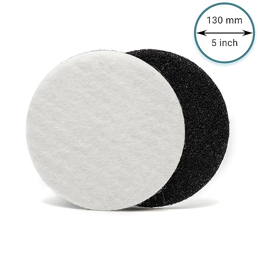 Glass Polish 5 inch (130mm) Pack of 5 Felt Polishing Pads for Polishing Glass, Plastic, Metal, and Marble - GP11008