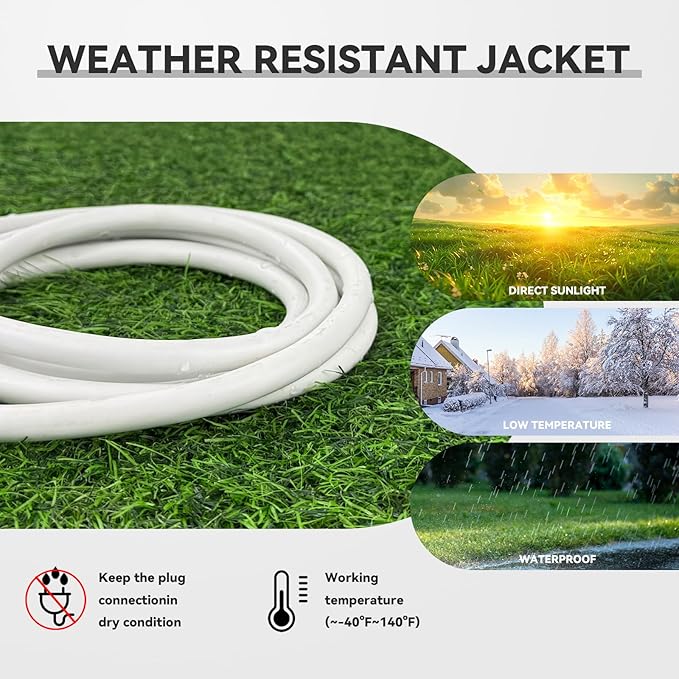 10 ft Heavy Duty Extension Cord - 12/3 SJTW 15 AMP Indoor Power Cord with 3 Prong Grounded Plug for Lawn Mower, Appliances, Workshop, Christmas Lights Water Resistant Flexible Cable White.