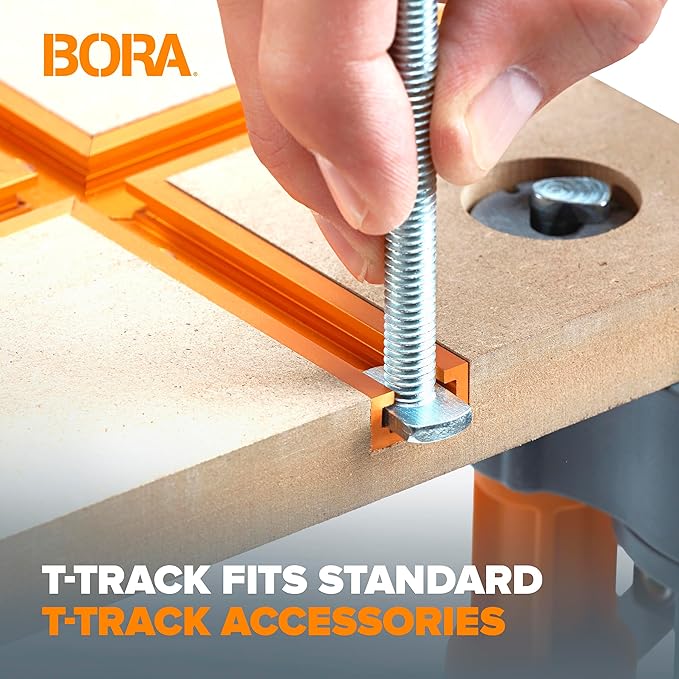 Bora Centipede Table Top 2x4 Folding Workbench Top with T-Tracks and 20mm Dog Holes for Accessories - Portable Work Table Tops for Bora Tools Centipede Stand - CK24TM
