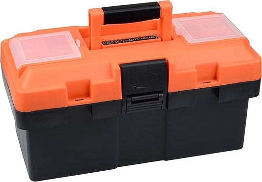 Plastic Tool Box, 14 -inch Portable Tool Box Plastic Toolbox with Removable Tool Tray and Detachable Tool Kit For Craft Storage, Household
