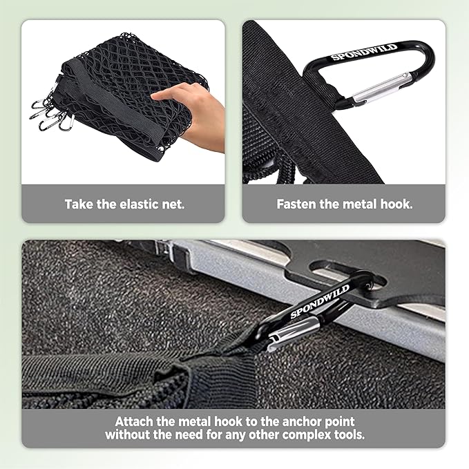 Stretchable Cargo Net with Hooks - Adjustable Elastic Trunk and Truck Bed Storage Organizer for Cars and Trucks, Ideal for Securing Light Loads, Easy to Install,6' x 4'