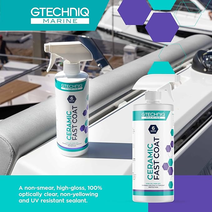 Gtechniq Ceramic Fast Coat - Marine Ceramic Coat - Spray-on, Wipe-Off Ceramic Sealant for Boats - High Gloss, Optically Clear Finish, UV Protection - Dirt & Water Repellent