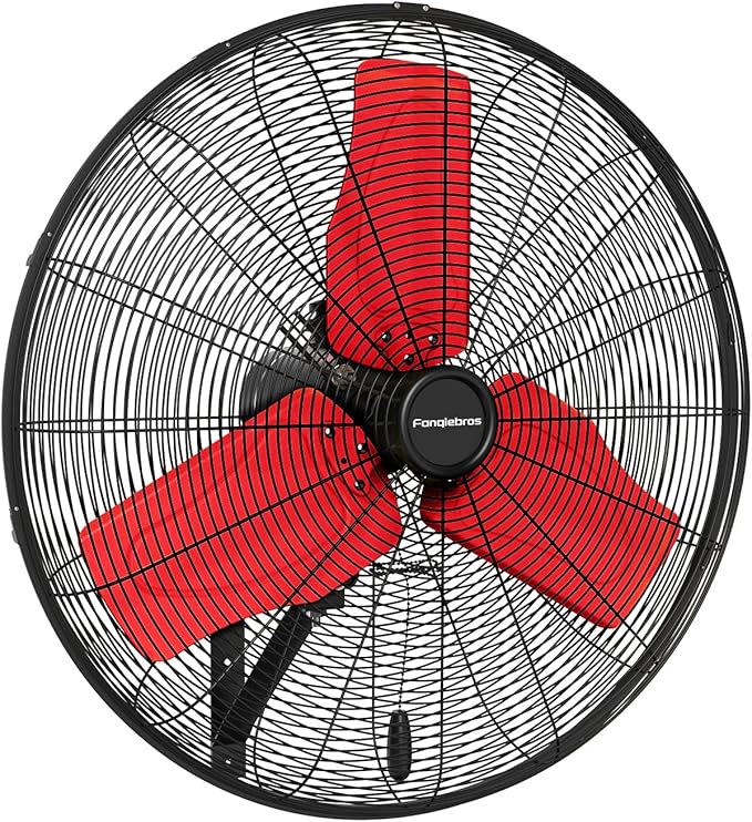 Pro 24" Industrial Wall Mount Fan, 9500 CFM High Velocity Metal Wall Fan, IP44 Waterproof Oscillating 3-Speed Outdoor Commercial Fan for Garage, Warehouse, Patio, Workshop