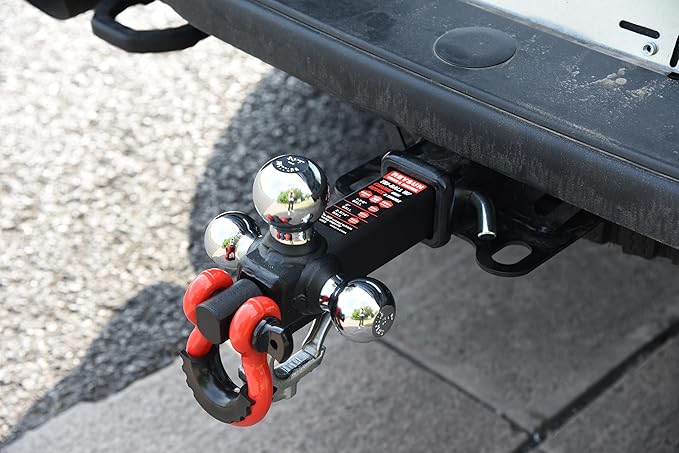 Trailer Hitch Tri-Ball Hitch with Rotatoble Tow Shackle and Tow Hook, fits for 2-inch Receiver, Chrome Trailer Ball…