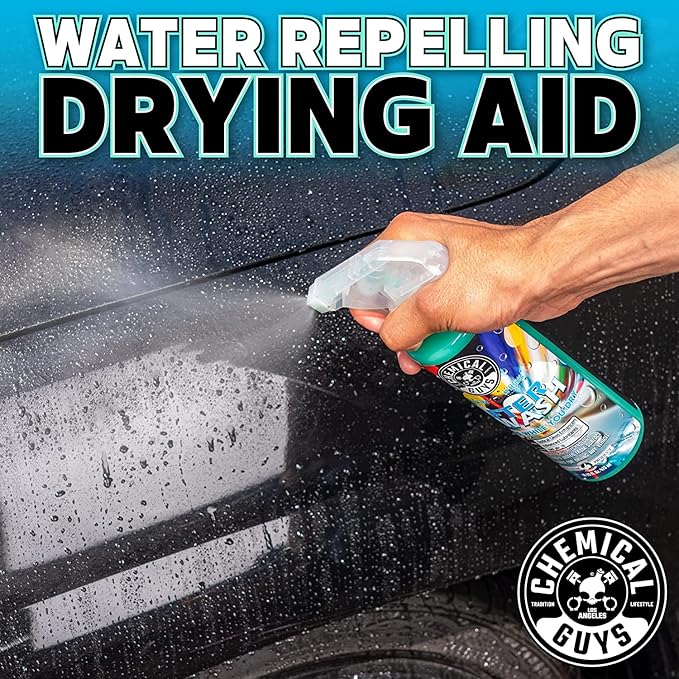 Chemical Guys CWS_101_16A Car Wash, Dry & Shine Bundle - Maxi-Suds II Foaming Car Wash Soap, 16 oz, Cherry Scent + After Wash Gloss Boosting Drying Aid (16 oz) (2 Items)