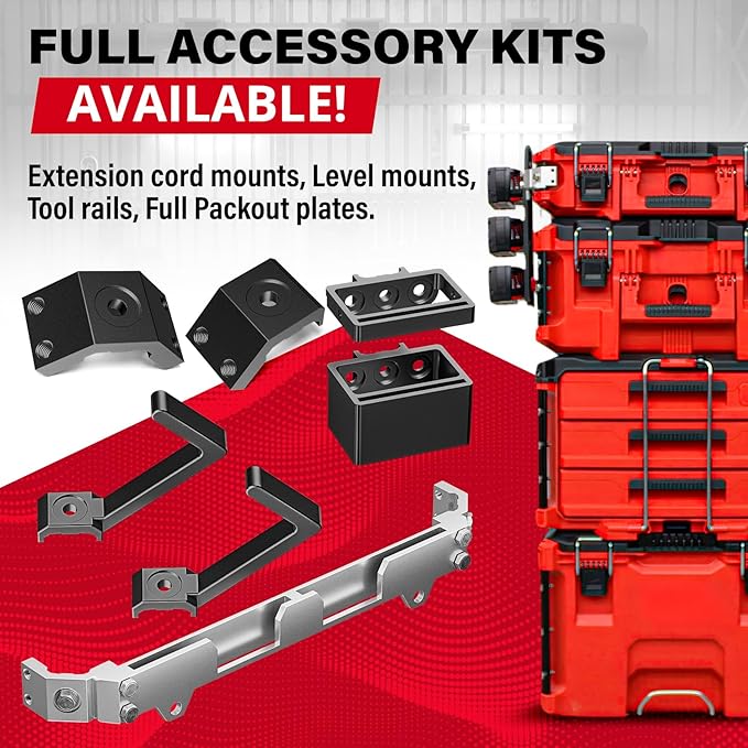 Alpha Engineered Threaded Replacement Packout Rails 3.2" (81.5mm) Compatible with Milwaukee Packout Tool Box 48-22-8424 -Heavy Duty Aluminum Rails - Fits Packout Accessories – Black