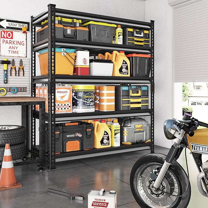 Garage Shelving Heavy Duty, 3000 Lbs Loads Garage Storage Shelves Heavy Duty, 5-Tier Metal Shelving Units and Storage for Basement, Retiple Tanks,48''Wx24 Dx78 H,Black
