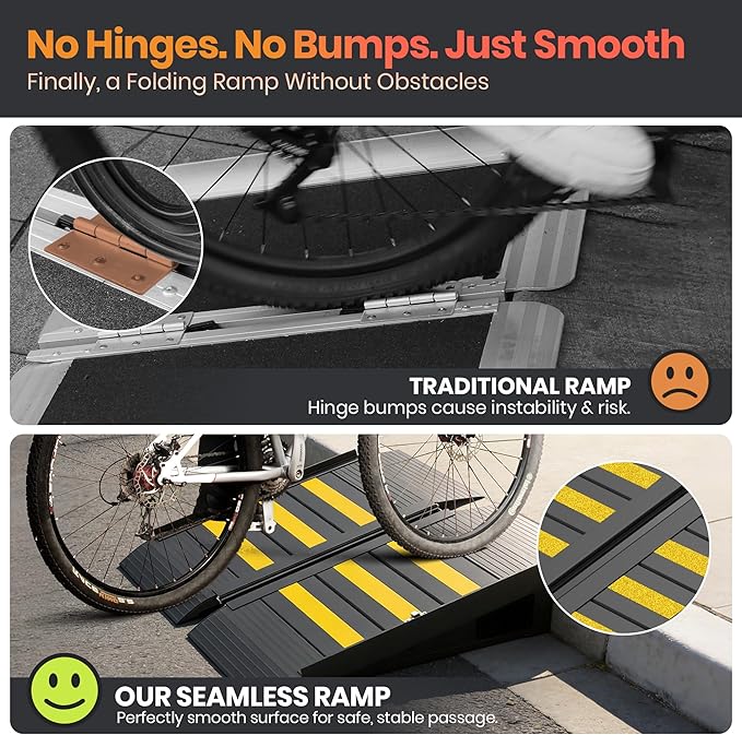 2FT Portable Wheelchair Ramp with Handle, Non-Slip Aluminum Ramps for Wheelchairs for Home, Folding Handicap Wheelchair Ramp for Doorways, Thresholds, Steps, Curbs, Stairs, 800 LBS Capacity
