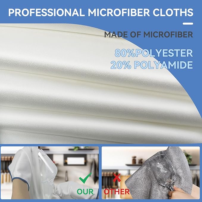 Microfibre Cleaning Cloths, 65 X 50cm Large Lint Free Glass Polishing Cloths for Glasses, Glassware, Stemware, Lens (White, 65 x 50 cm 2pcs)