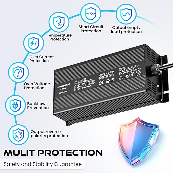 14.6V 50A Lithium Battery Charger, LiFePO4 Battery Charger AC-DC Smart Charger with Anderson Connector LED Indicator Special for 12V/12.8V Deep Cycle Rechargeable Batteries of Car, Truck, Boat, RV