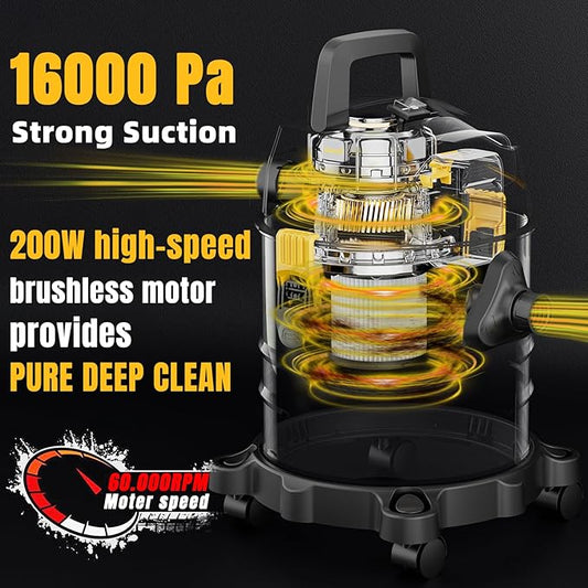4 Gallon Cordless Shop Vac Compatible with Dewalt 20V Battery, Cordless Shop Vacuum Wet and Dry with 16 Kpa Strong Suction & Blower, Battery Powered Shop Vac for Car, Home and Garage (with Bat)
