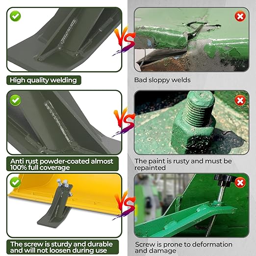 2Pcs Tractor Bucket Protector – 3/8” Thick Ski Edge Turf Tamer, Double Lock Nuts Bolts, Anti-Skid 4.5” Width for Snow Removal & Lawn Protection, Green