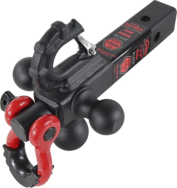 TOPTOW Trailer Hitch Tri-Ball Hitch Mount w/Matte Black Triple Hitch Balls 1-7/8-inch, 2-inch, 2-5/16-inch, Multi-fit for 2 inch Trailer Hitch Receiver