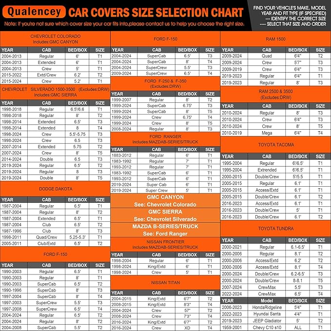Truck Car Cover Waterproof All Weather Full Outdoor Pickup Cover Rain UV Protection, Size T5 Universal Fit for Chevy Silverado Dodge Ram 1500 Ford F-250 F-350.(Fit Truck Length 251 to 266 inch)