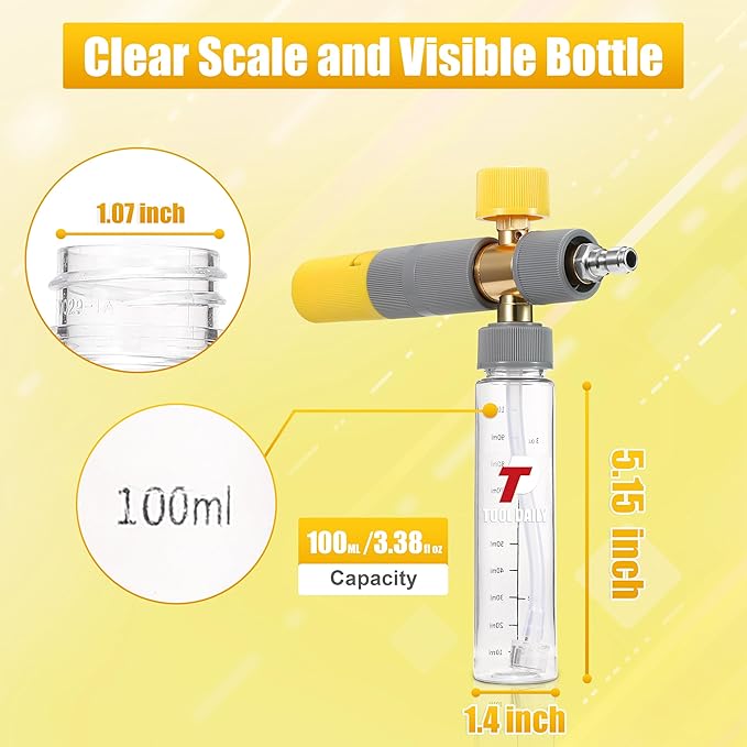 Tool Daily Foam Cannon, Small Foam Cannon for Pressure Washer, 5 Power Washer Nozzle Tips, 1/4 Inch Quick Connect