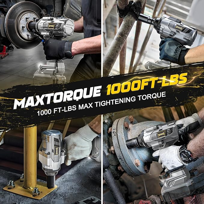 DIYtoolifz Cordless Impact Wrench 1/2 inch for Dewalt 20v Battery, 1000FT-LBS(1360N.m) Brushless Electric Impact Gun, High Torque Power Impact Driver with 6Pcs Sockets & Storage Case (Tool Only)