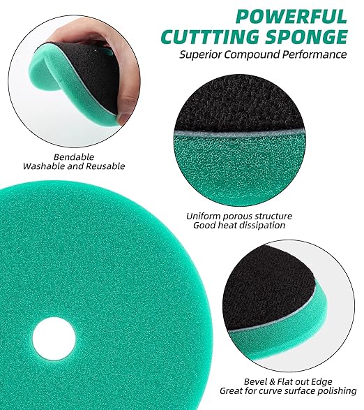3pcs 5 inch Polishing Pads, 5'' Track Buffer Pads Hook and Loop Buffing Pads, Foam Polish Pad for Compounding, Polishing and Waxing, for 5'' Backing Plate