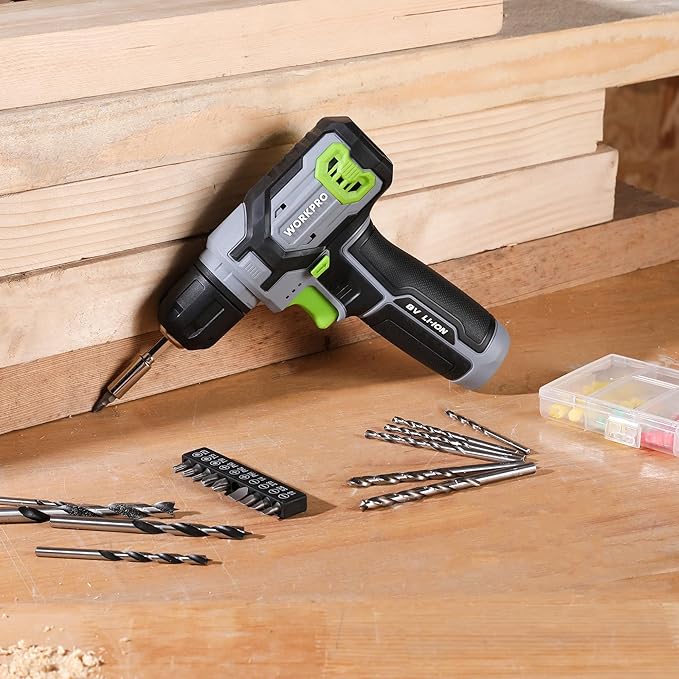 WORKPRO Cordless Power Drill Set, 8V Cordless Drill Driver Set with 53pcs Bits, 2.0Ah Electric Tool Kit with 3/8" Keyless Chuck and Variable Speed Trigger, Portable for Home Improvement, DIY