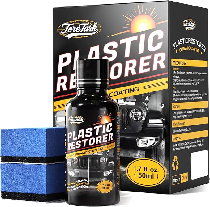 Plastic Restorer for Cars, Not a Dressing, Black Trim Restorer, Ceramic Crystal Coating Highly Concentrated, Lasting Up to 6 Months+ with UV Protection, Restore Automotive Exterior Protectant