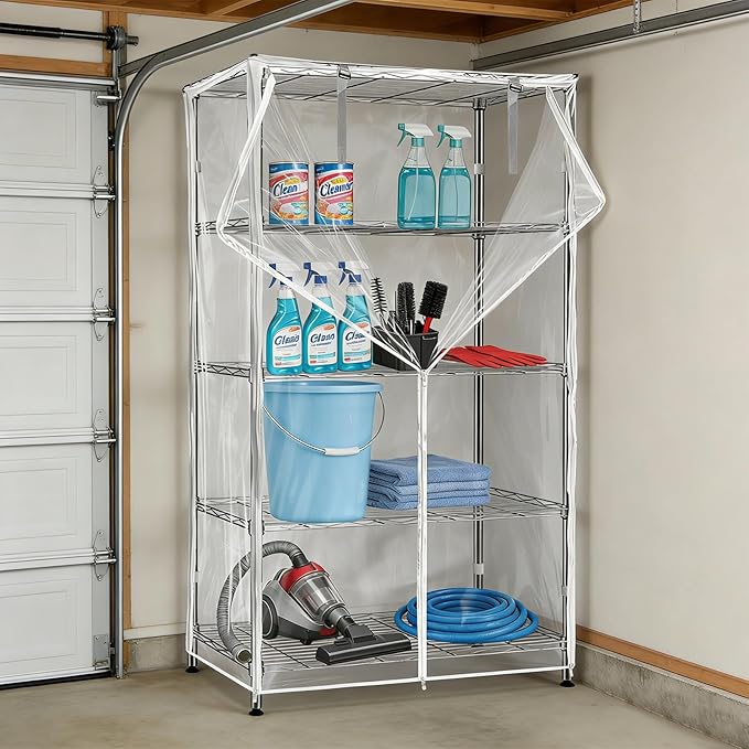 Wire Shelf Cover,600D Heavy Duty 100% Waterproof Shelf Covers for Wire Shelving,Outdoor Storage Shelves Cover for Metal Rack,48" W x 20" D x 72" H,Clear