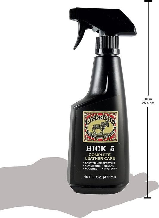 Bick 5 Leather Cleaner Conditioner Spray 16 fl oz, For All Leather Goods, USA Made