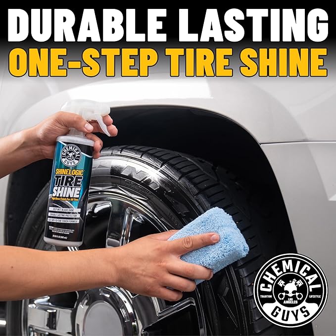 Chemical Guys Shine Logic Tire Shine (128 oz) Premium High-Gloss Tire Dressing for Deep Black Shine, Restores Faded Rubber, Enhances Appearance, Protects Against Fading and Cracking