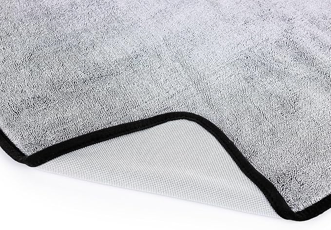 The Rag Company - Slim Dryer Towel - Ultra-Absorbent Korean Microfiber, Suede Edge, Car Drying Towel. 25" x 35" Grey
