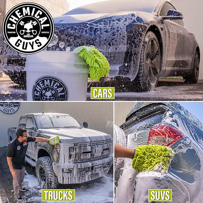 Chemical Guys CWS_101M Car Wash Starter Bundle - Maxi-Suds II Foaming Car Wash Soap, 128 oz (1 Gallon), Cherry Scent + Green Chenille Wash Mitt (2 Items) Works on Cars, Trucks, SUVs, RVs & More