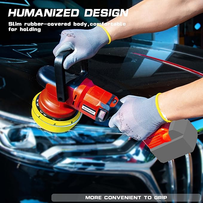 IRONFIST Cordless Orbital Polisher Compatible with Milwaukee M18 Battery, Car Polishing Waxer Machine 6inch work disk with brushless motor 6 speeds 750-6800RPM, (No Battery)