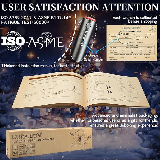 3/8-Inch Drive Torque Wrench 10-110ft.lb/13.56-149.14Nm, ±3% Precision Dual Direction Torque Wrenches with 72-Tooth Dual Range Scales with Ft.Lbs and N.m