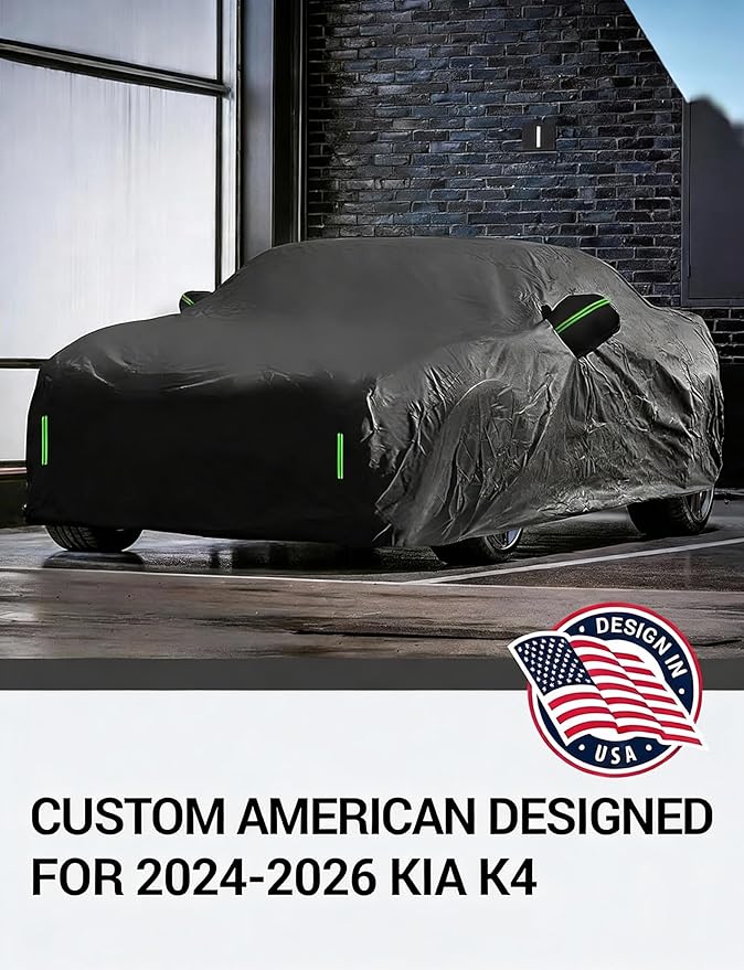 Proadsy Car Cover Custom Fit for 2024 2025 2026 Kia K4, Waterproof All Weather for Automobiles, Full Exterior Cover Rain Snow Sun Protector Indoor Outdoor Car Cover
