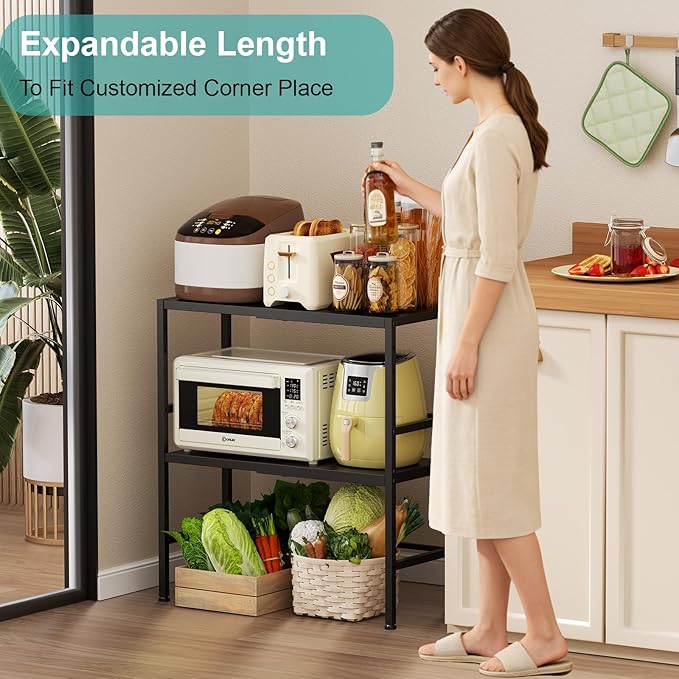 Expandable Metal Storage Shelves, 300 LBS Heavy Duty Metal Shelving Unit Rack For Pots And Pans Appliances Heavy Items, Adjustable 2 Tier Storage Shelf Rack Organizer For Kitchen Pantry Garage Laundry