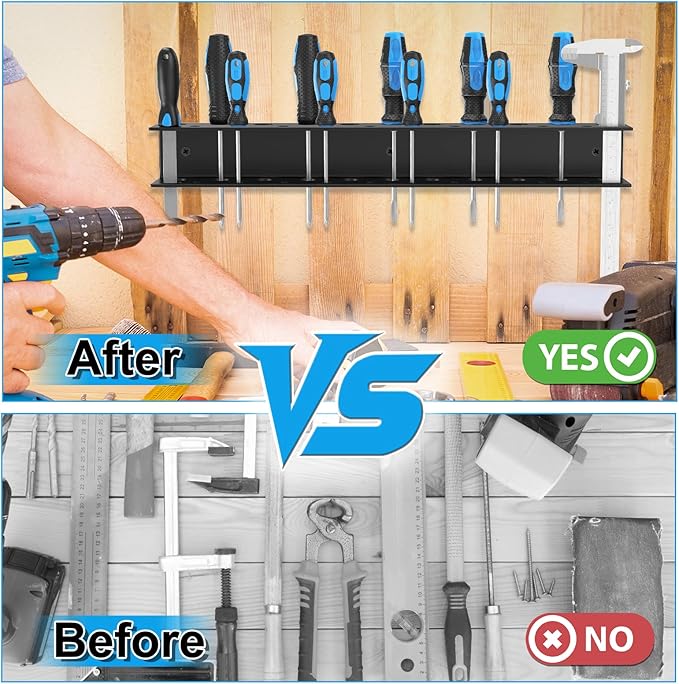 Screwdriver Organizer Wall Mount,Heavy Duty Metal Utility Storage Rack for Screwdrivers Calipers Small Tools,Screw Driver Holder Suitable Garages Homes Workshops Sheds(1PC)