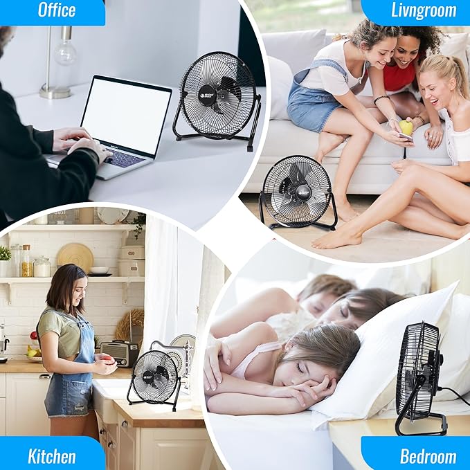 BEYOND BREEZE Floor Fan 9 Inch, 3-Speed Portable Metal Fan with Adjustable Tilt, Quiet Small Cradle Floor Fan for Home, Office, Bedroom