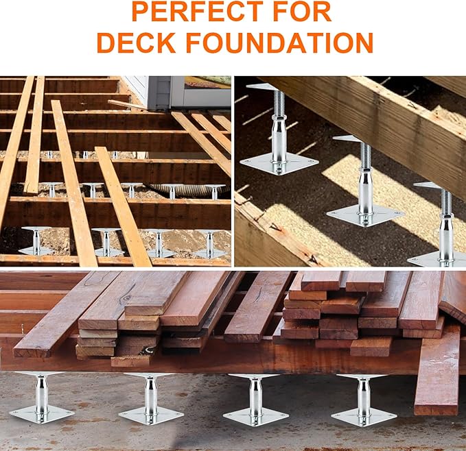 2 Pack Adjustable Support Jack for The Floor,Deck Foundation,Post Floor Joist Jacks,RV Step Stabilizer,Mini Screw Jack- Post 3.5" to 6"