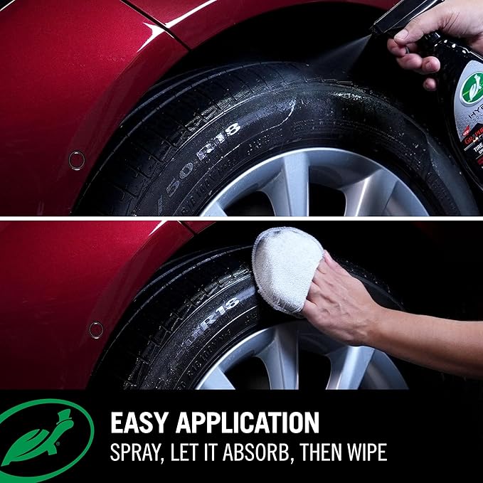 Turtle Wax Hybrid Solutions Graphene Acrylic Tire Shine Spray Coating, Long-Lasting Rich Black Shine, No-Sling, Water-Resistant Tire Dressing with UV and Dirt Repellent Protection, 23oz (Pack of 2)