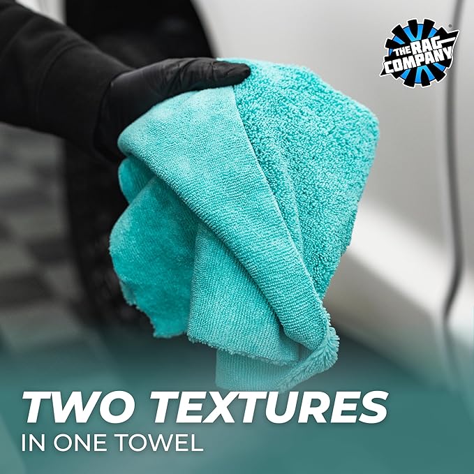 The Rag Company - The Creature Edgeless Microfiber Detailing Towels – 420GSM Professional Grade All-Purpose Cloths for Wax, Polish, & Sealant Removal, Teal, 16in x 16in (10-Pack)